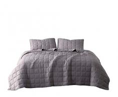 Chezmoi Collection 3-teiliges Steppdecken-Set – weich Gewaschene Mikrofaser, leicht Gesteppte Tagesdecke Set Modern Queen Grau, Quadratisch
