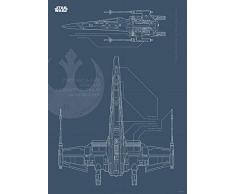 Komar Wandbild Star Wars Blueprint X-Wing | Kinderzimmer, Jugendzimmer, Dekoration, Kunstdruck | ohne Rahmen | WB179-50x70 | Größe: 50 x 70 cm (Breite x Höhe)