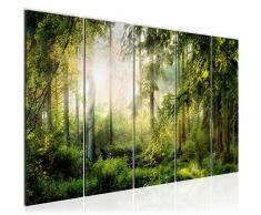 Bilder Wald Landschaft Wandbild 150 x 60 cm Vlies - Leinwand Bild XXL Format Wandbilder Wohnzimmer Wohnung Deko Kunstdrucke Grün 5 Teilig - MADE IN GERMANY - Fertig zum Aufhängen 608356a