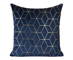 Eurofirany Kissenhülle Kissenbezug Couchkissen Sofakissen Bettkissen Zimmerdekoration Elegant Edel Exklusiv Velvet Samt Geometrische Muster, Marineblau, 45x45cm, 2