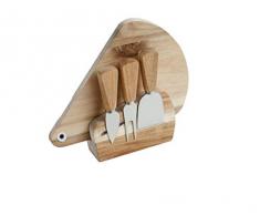 Brandani 54011 Messerblock aus Akazienholz und drei Käsemessern aus Edelstahl