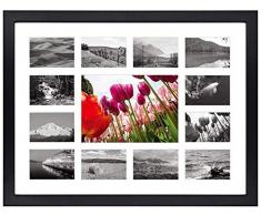 Golden State Art, 13-Opening 12 x 16 Foto Collage Holz Rahmen mit Weiß Matte & Echtglas, schwarz