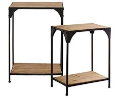 Urban Trends Metall Rechteckig Nistkasten Accent mit Regal in matt Finish (Set von 2), schwarz