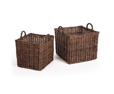 Napa Home & Garden Normandie Quadratischer Korb, Hellbraun, Set von 2