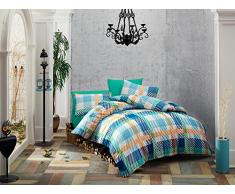 En Vogue Bettwäsche-Set für Einzelbett 160 x 220 cm Verde Bianco Arancione Blu Scuro