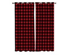 Fenstervorhang Buffalo kariert rot und schwarz kariert Home Decor Draperies 2 Panels Set für Wohnzimmer Schlafzimmer 52×72in×2 Rot/Schwarz