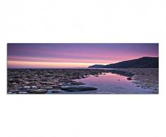 Panoramabild auf Leinwand und Keilrahmen 150x50cm England Wasser Steine Berge Sonnenaufgang