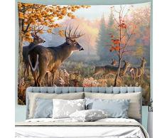 Alfalfa Wand aufhängen Natur Polyester-Art-Wandteppich, für Wohnheim, Schlafzimmer, Wohnzimmer 90 W x 71 L (230cmx180cm) The Deer in The Forest