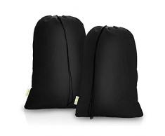 OTraki Großer Wäschesack aus Nylon, 2 Stück, Kordelzugverschluss, reißfeste Aufbewahrungstaschen für Reisen, Camping, Zuhause, Schlafsaal, 3 Ladungen von Kleidung 2 Pack (28 x 45 incn, Black) schwarz