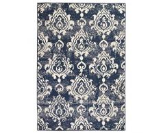 vidaXL 133003 Teppich Kurzflor Modern Barock-Ornamente Vintage 120x170cm Läufer, Gewebe, Beige und Blau, Maße: 120 x 170 cm (B x L)