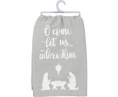 Primitives by Kathy Christmas Geschirrtuch, O Come Let Us Adore Him, 28 x 28-Inches