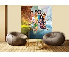 AG Design FTDxl 1905 Disney Fairies Feen, Papier Fototapete Kinderzimmer- 180x202 cm - 2 teile, Papier, multicolor, 0,1 x 180 x 202 cm