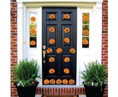 Innovative Stencils Halloween-Kürbis Jack OLantern Party-Dekorationen, Wandaufkleber, Fenster-Dekoration, gruselig, abnehmbar und wiederverwendbar 24 Decals Each 6 Wide x 5 High Scary Orange