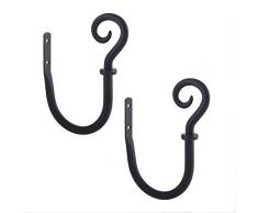 Kenney Mittelalter Haken Fenster Rückhaltehaken für Gardinen, schwarz