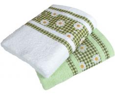 Dyckhoff 1242132331 Handtuch Margerite Set, 50 x 100 cm, 1 x grün und 1 x weiß/grün