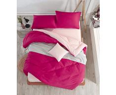 EnLora Home Bettwäsche-Set für Doppelbett 200 x 220 cm Salmone Fucsia