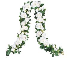 Sunm Boutique Künstliche Rosenranken, 2 m, künstliche Efeu, Seide, künstliche Rosen, grüne Ranke, Girlande für Hochzeit, Party, Garten, Bogen, Heimdekoration, 4 Stück