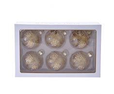 Kurt S. Adler Glaskugel, 80 mm, transparent mit goldfarbenen Tannenzapfen, 6 Stück, Mehrfarbig