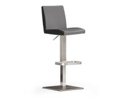 Robas Lund Barhocker Grau mit Lehne Barstuhl drehbar 180 Grad, Hocker höhenverstellbar, PU LO.PES