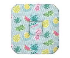 Douceur d Intérieur Sitzkissen 4 Klappen 36 x 36 x 3,5 cm Druckt Happy Summer, Polyester, Mehrfarbig, 36 x 36 cm