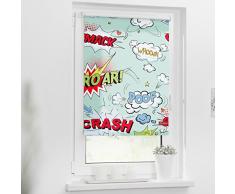 Lichtblick Rollo Klemmfix, 60 x 150 cm mit Motiv Crash - Bunt Montage ohne Bohren, moderner Sicht-und Sonnenschutz, Motivrollo, lichtdurchlässig & Blickdicht