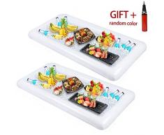 Aufblasbare Servier-/Salat-Bar, Getränkehalter, Grillen, Picknick, Pool, Party, Buffet, Luau-Kühler, mit Ablaufstopfen, 2 Stück