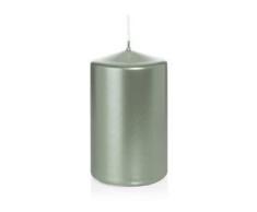 Wiedemann 726116.027 Stumpenkerzen lackiert in Cellophan, Wachs, Silber, 10 x 6 cm, 16-Einheiten