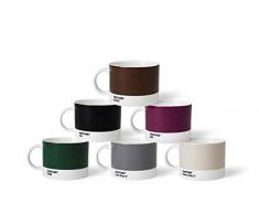 Pantone TeeSet3 Porzellan Teebecher 6er-Set, 6 Teetassen à 475 ml, Tea mit Henkel, spülmaschinenfest, Naturfarben