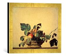 Gerahmtes Bild von Michelangelo Merisi Caravaggio Der Obstkorb, Kunstdruck im hochwertigen handgefertigten Bilder-Rahmen, 40x30 cm, Gold Raya