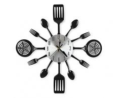 CIGERA 40,6 cm Große Küche Wanduhren mit Löffel und Gabeln, Home Decor und Nice Geschenke Schwarz