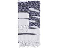 (Set von 2) copperbull 2018 Türkische Baumwolle Bath Beach & Hand Face Handtuch Set Marineblau / Weiß