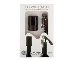 Koala Set mit Korkenzieher und Pumpe Gold Korkenzieher und Vakuumverschluss, Schwarz