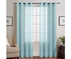 Lazzzy topick Voile Vorhänge, Gardinen, Rod Tasche, Set von Zwei, Polyester, Ring Top |Baby Blue, 95 L |Pair
