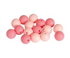Rayher 14868258 Silikonperlen, Rosa-Töne, 12 mm ø, Beutel 16 Stück, für versch. Baby-Accessoires wie Schnullerketten, Kinderwagenketten, Greifringe etc.