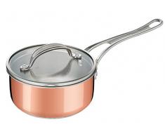 Tefal E49022 Jamie Oliver Triply Copper Stielkasserolle mit Glasdeckel, Dreischichtmaterial (edelstahl/Aluminium/Kupfer), 16 cm