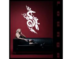 INDIGOS 4052166001946 Wandtattoo w079 Drache, Flammen, China Wandaufkleber 120 x 73 cm, silber