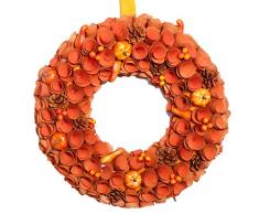 idyllischer Weihnachtskranz, Buchsbaum & Tannenzapfen, handgefertigt, Herbst/Winter, Festival, Dekoration für Haustür, Heimdekoration Orange