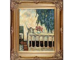 La Pastiche Ölgemälde, Motiv Katzen auf dem Geländer, 86,4 x 76,2 cm, Mehrfarbig