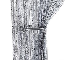 Tangpan Verschlusselung Glitzer Flache Fadenvorhang mit Quastenelement, Polyester, grau, 100cm by 200cm