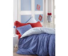 Cotton Box Bettwäscheset für Doppelbett, Claret Rot Blau Weiß, 220 x 220 cm, 2 Stück