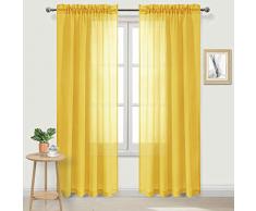 DWCN Sheer Gardinen Leinenoptik Stange Pocket Wohnzimmer Vorhänge Set 2 Stück Fenstervorhänge 52 x 84 inch gelb