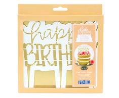 PME CTHB02 Cake Topper Cutter-Happy Birthday Modern Ausstecher für Tortenaufsätze, Lebenmittelacryl, weiß