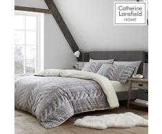 Catherine Lansfield Bettwäsche-Set aus Fleece mit Zopfmuster, Einzelbett, Natur