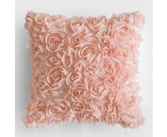 MIULEE 3D Dekorative Romantic Stereo Chiffon Rose Blumen Kissen Bezug Solid Square Kissenbezug für Sofa Schlafzimmer Auto Cherry Pink 16x16 Rosa (Cherry Pink)