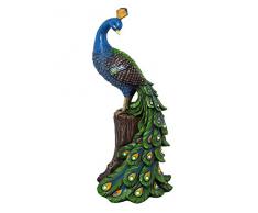 ABC Home Garden Majestätischer Pfau Solarleuchte Gartenfigur Gartendeko LED Solarbetrieben Ein-& Ausschalter Lichtsensor, Polyresin, Kunststoff, Mehrfarbig, 50 cm