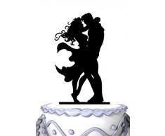 Meijiafei Wedding Cake Topper - Bride and Groom Silhouette for Rustic Wedding Anniversary Decoration
