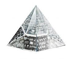 Walzer & F 60 mm Kristall Pyramide Figur Collectible, Glas Pyramide Briefbeschwerer mit Ägyptische Silber Charakter