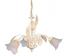 Tosel E2175 Kronleuchter – Eglantine, Blech und Rohr aus Stahl, Epoxidharz, Glas zentrif, E14, 60 W, weiß/gold