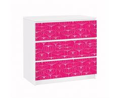 Apalis 91669 Möbelfolie für Ikea Malm Kommode Herz Musterdesign, gröÃe 3 mal, 20 x 80 cm