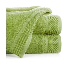 Eurofirany Carlo Badehandtuch Set Handtuch Saunahandtuch Muster – Saugstark, 100% Baumwolle 580g/m², Hochqualitativ, 3er und 6er Pack, Olivgrün, 50X90 cm, 6